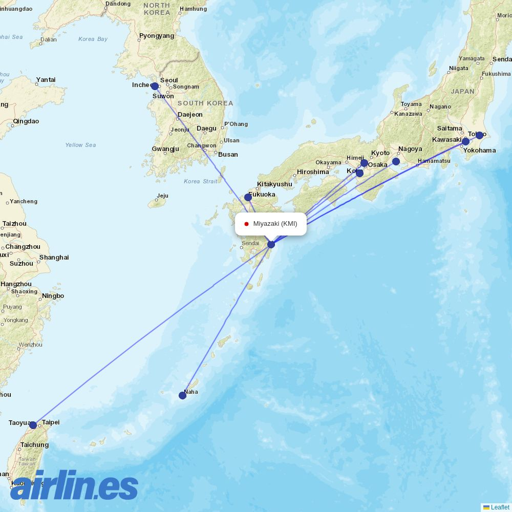 Jetstar Japan at KMI route map