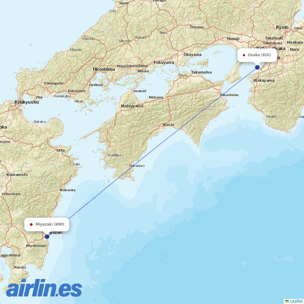 Peach Aviation from Miyazaki Airport destination map
