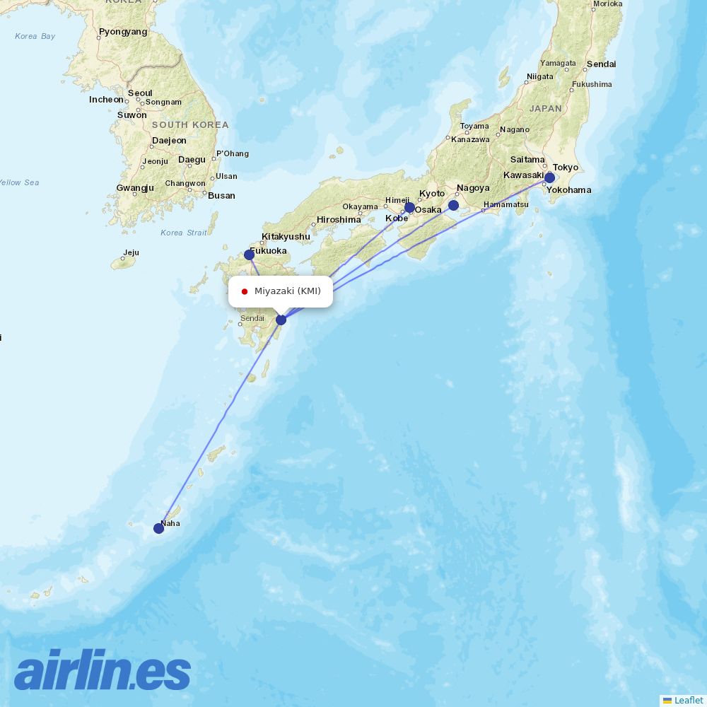 ANA at KMI route map