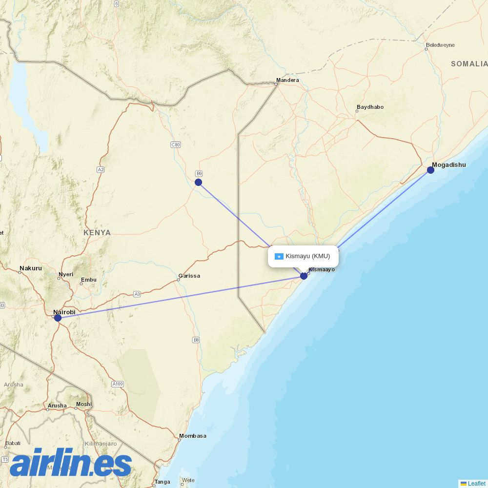 Freedom Airline Express at KMU route map
