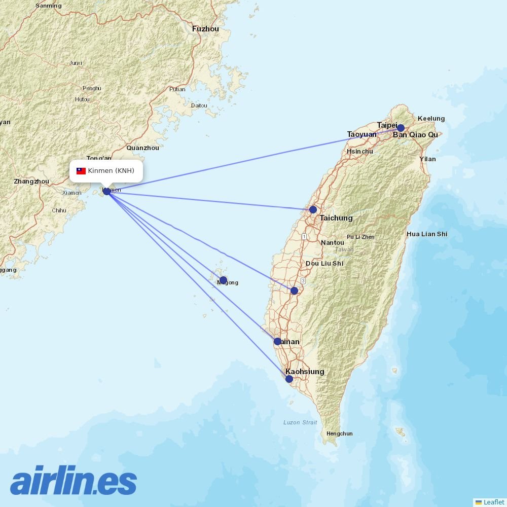 UNI Air at KNH route map