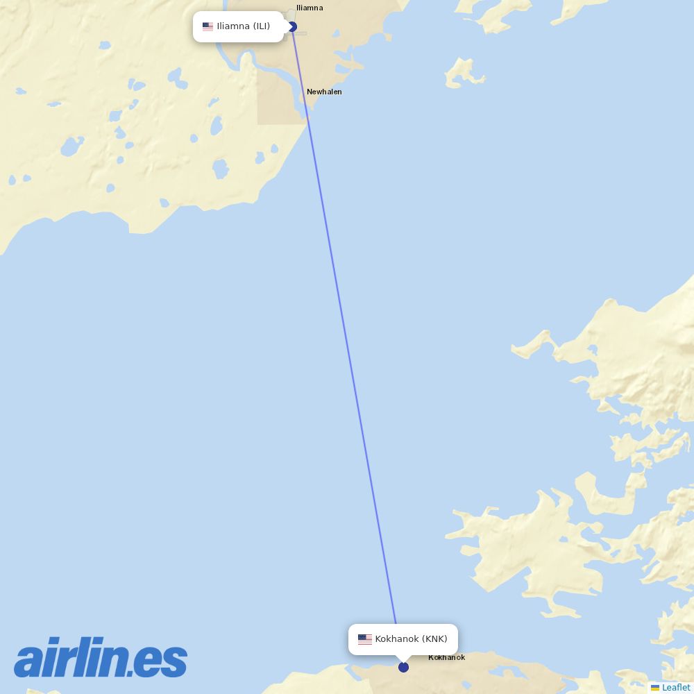 Iliamna Air Taxi at KNK route map