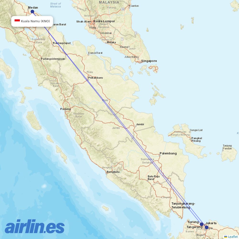 Garuda Indonesia at KNO route map