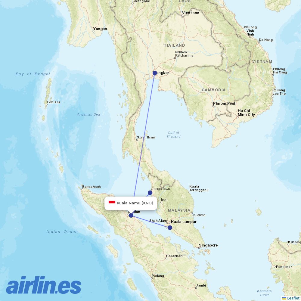Indonesia AirAsia at KNO route map
