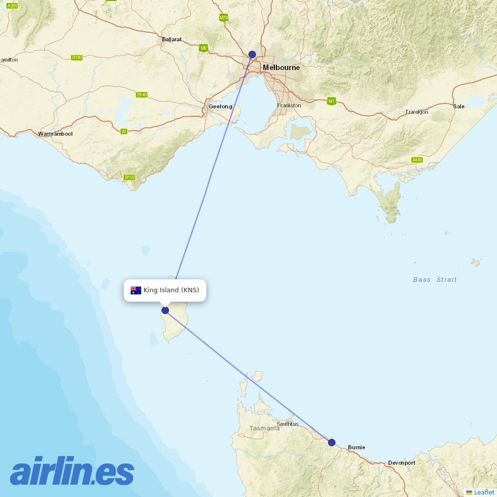 Rex Airlines from King Island Airport destination map
