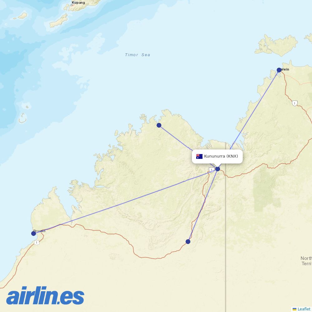 Aviair from Kununurra destination map