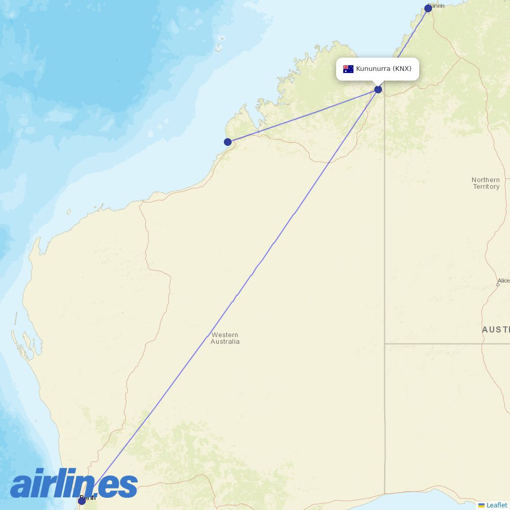 Airnorth from Kununurra destination map