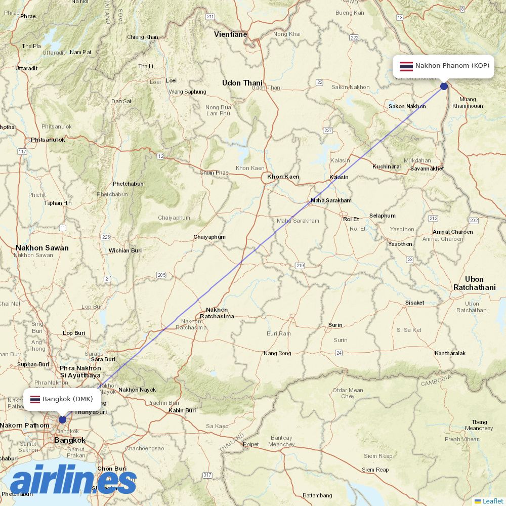 Thai AirAsia at KOP route map
