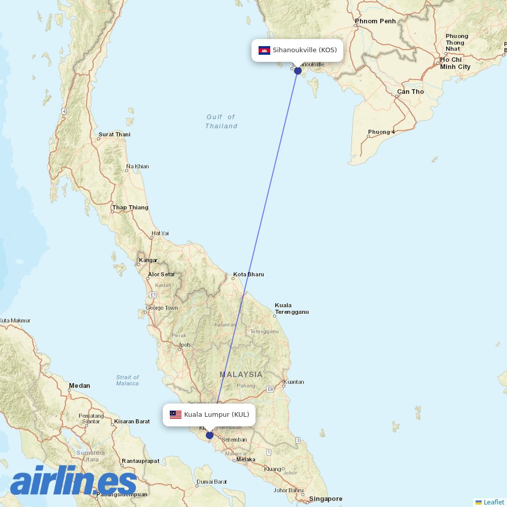 AirAsia from Sihanoukville destination map