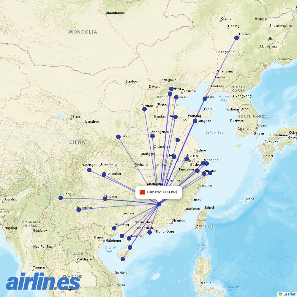 Lucky Air at KOW route map