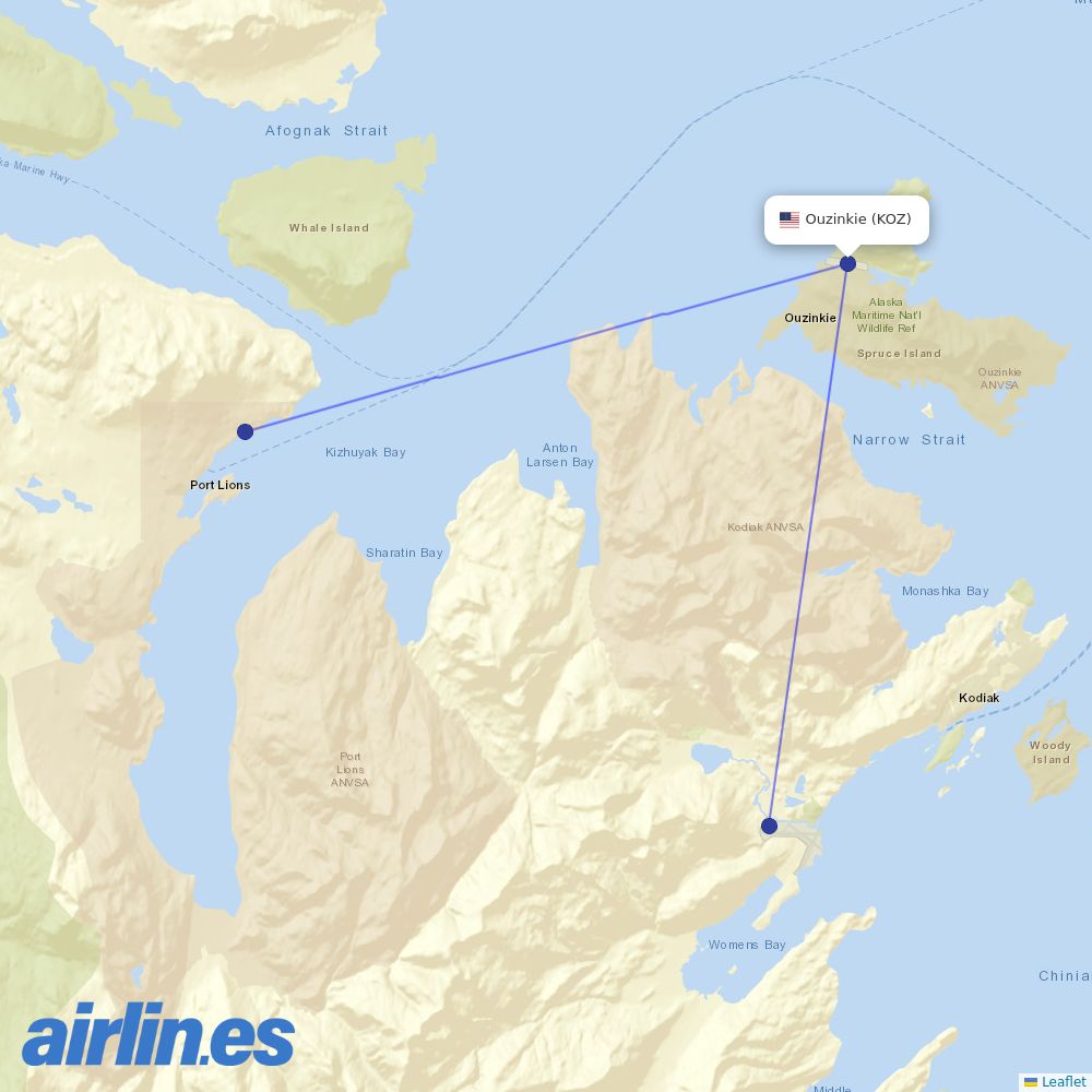 Island Air Service at KOZ route map