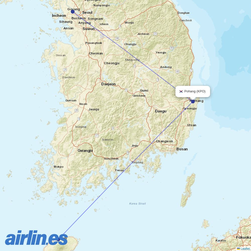 Jin Air at KPO route map
