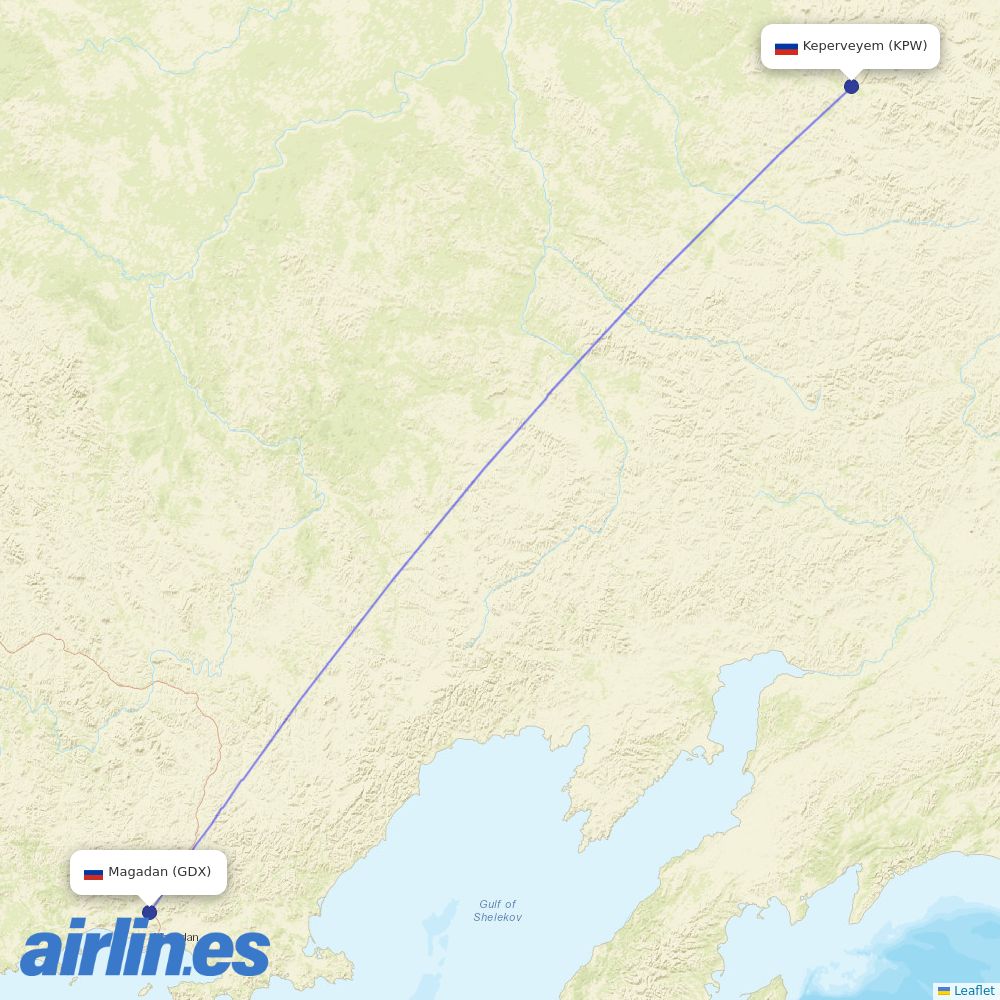 IrAero at KPW route map