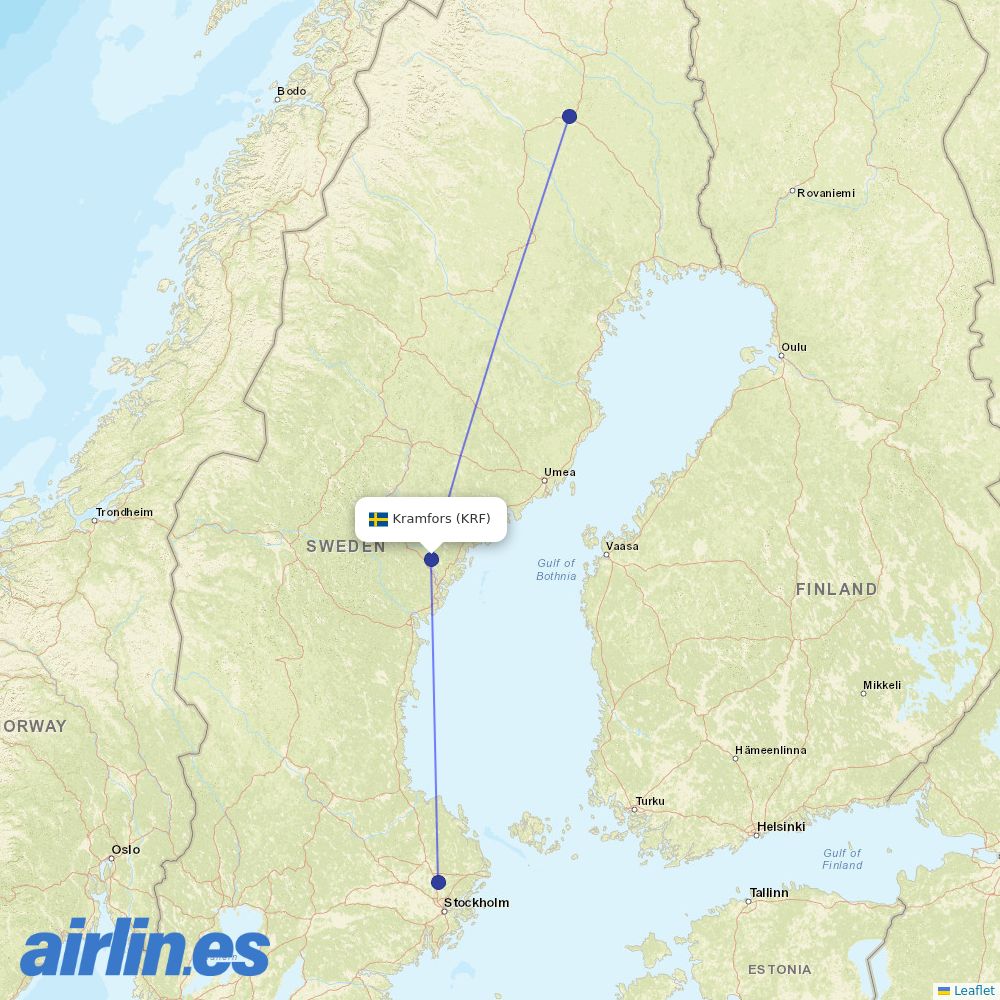 PopulAir at KRF route map
