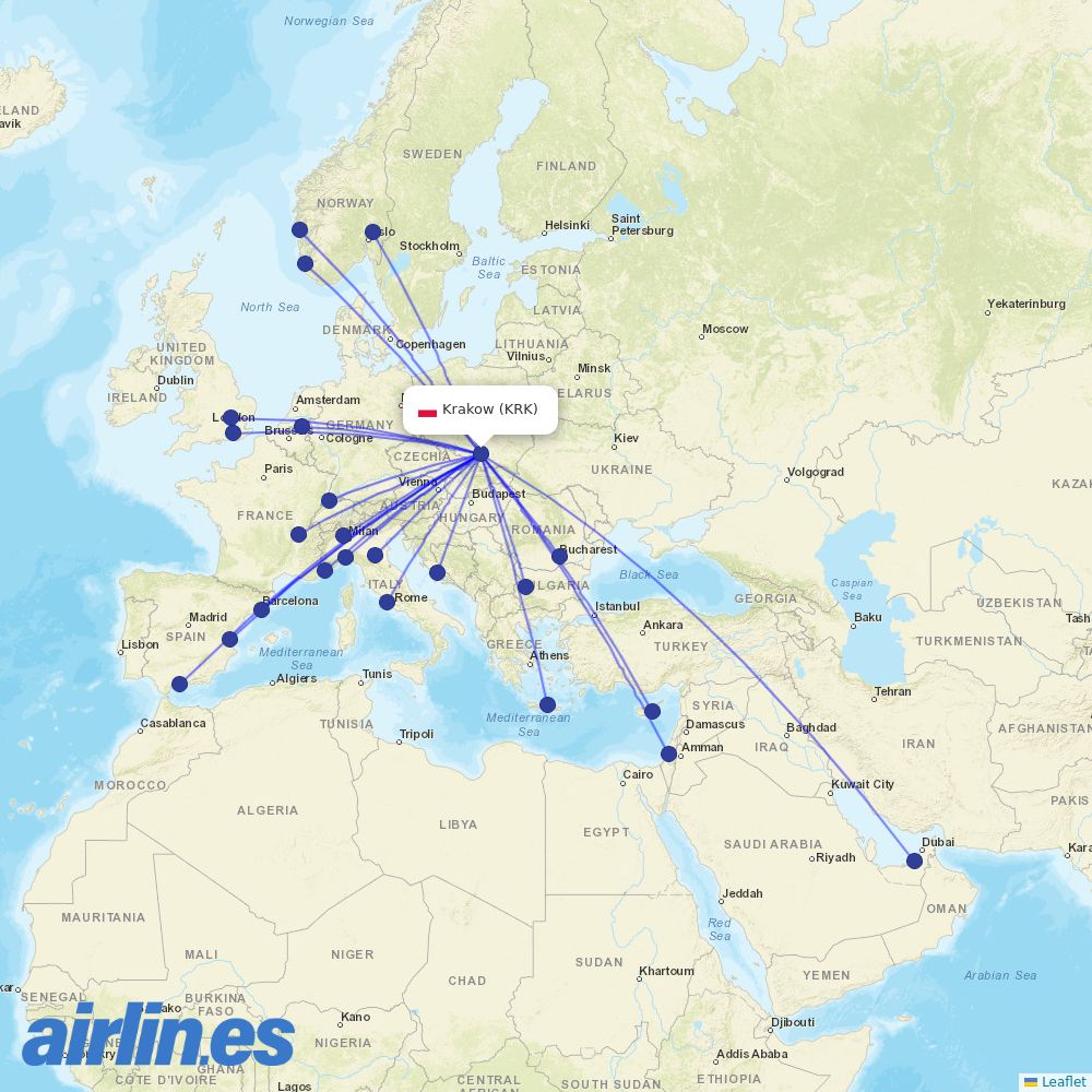 Wizz Air at KRK route map