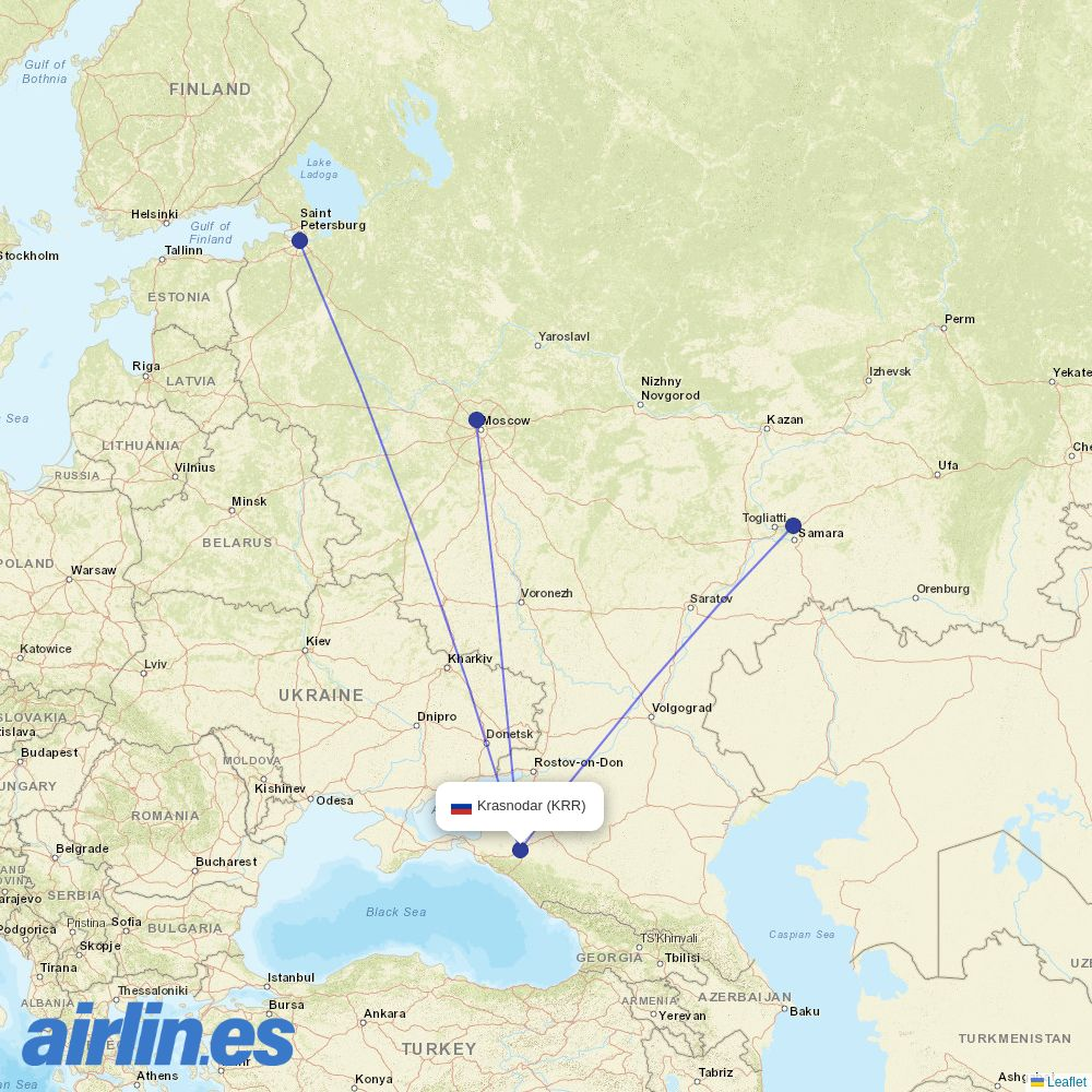 Smartavia at KRR route map