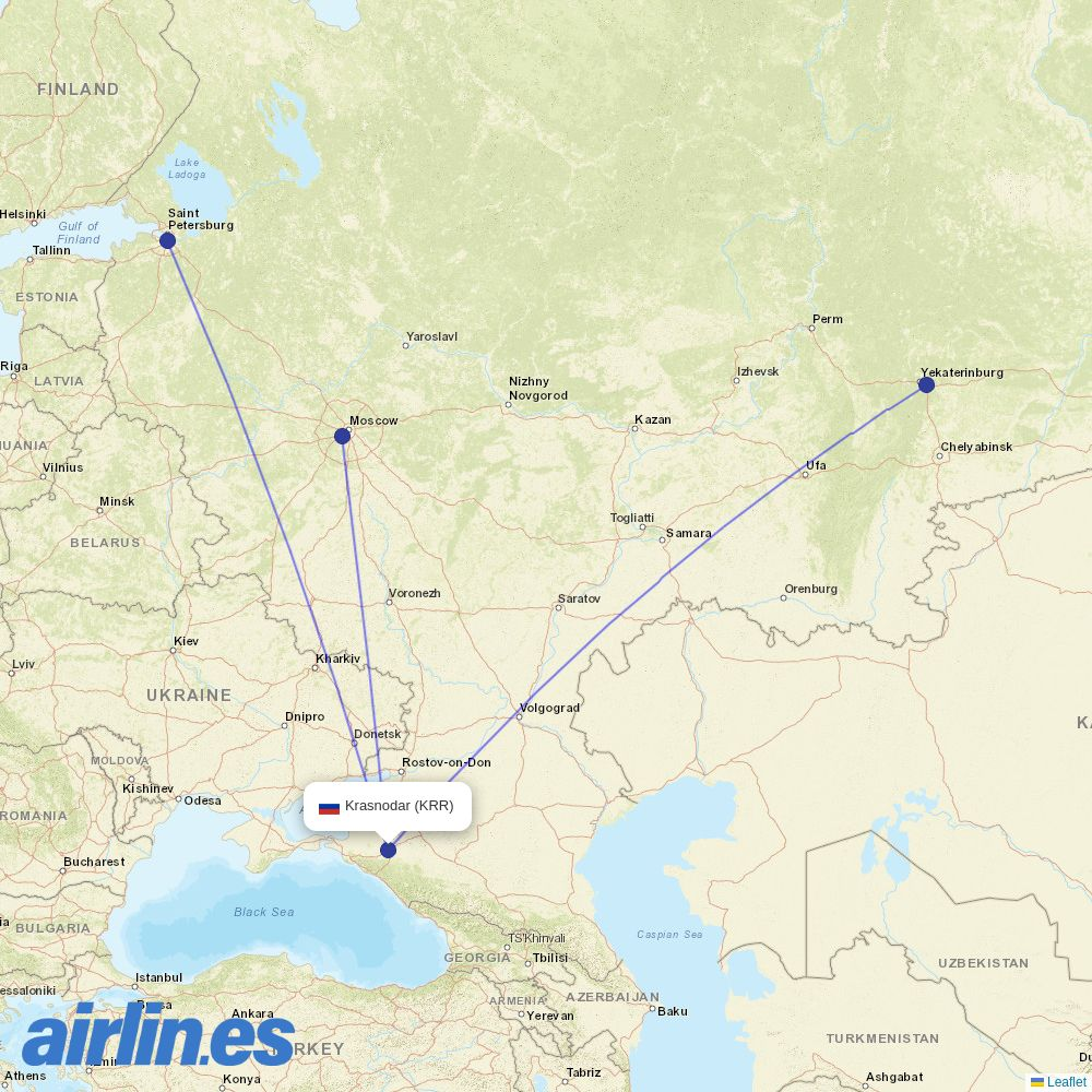 Pobeda from Pashkovsky destination map