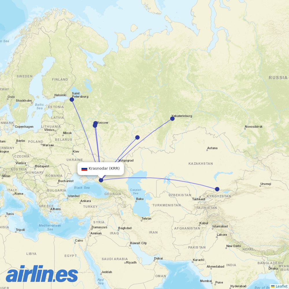 UTair at KRR route map