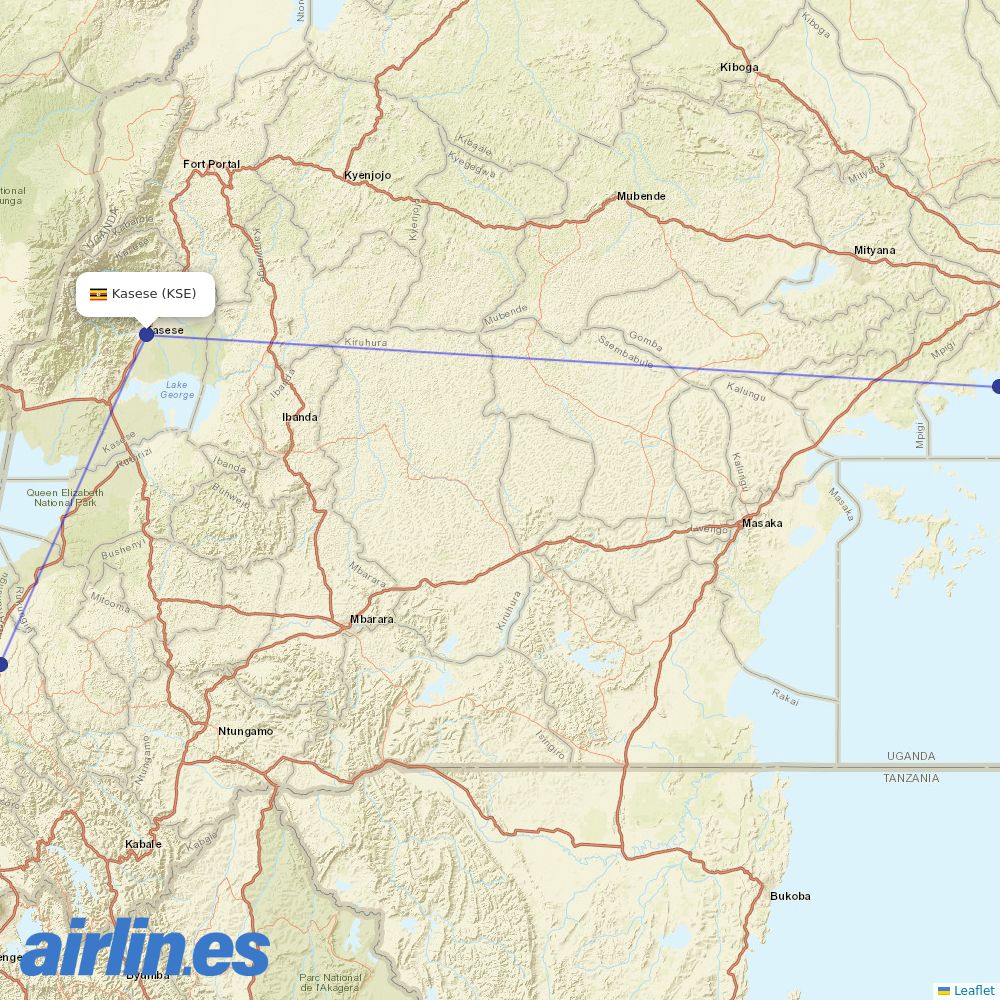 Aerolink Uganda at KSE route map