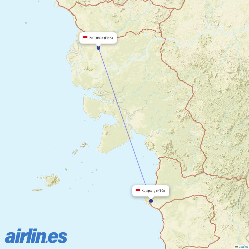 Wings Air at KTG route map