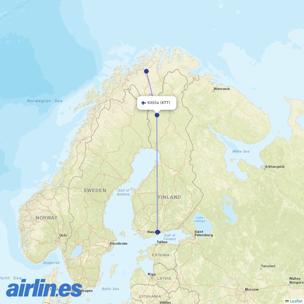 Finnair from Kittila destination map