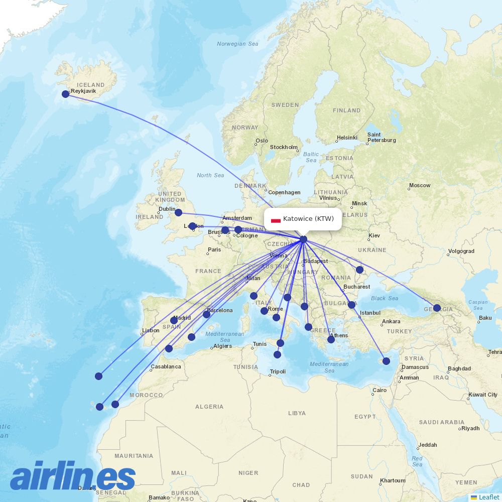 Wizz Air at KTW route map