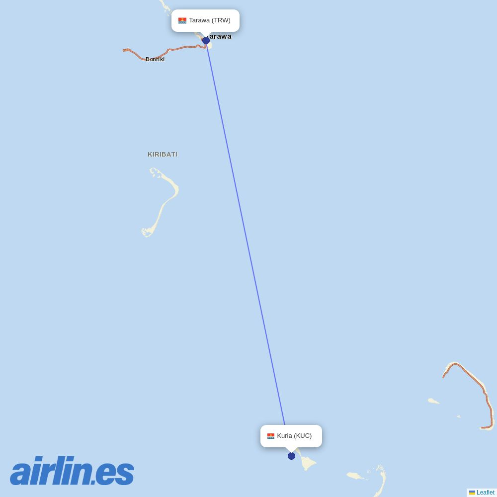 Air Kiribati at KUC route map