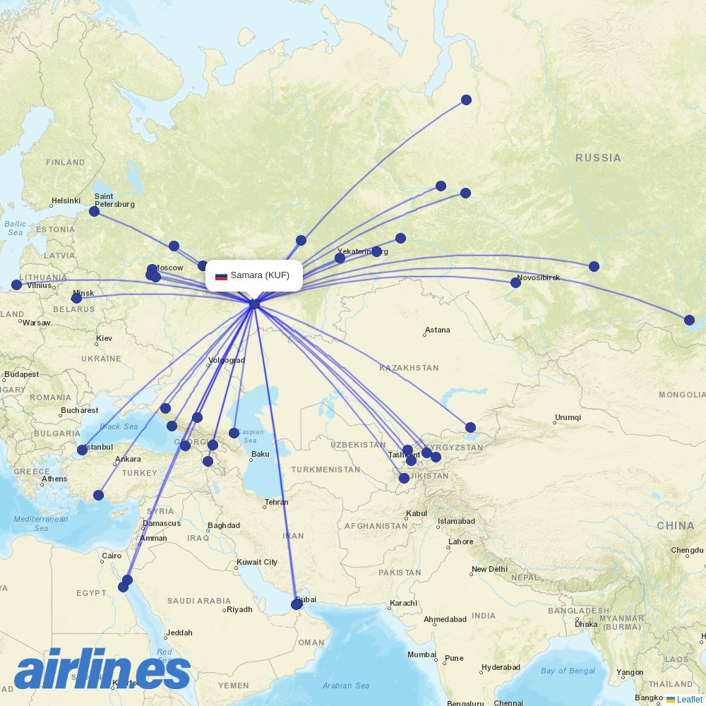 UVT Aero at KUF route map
