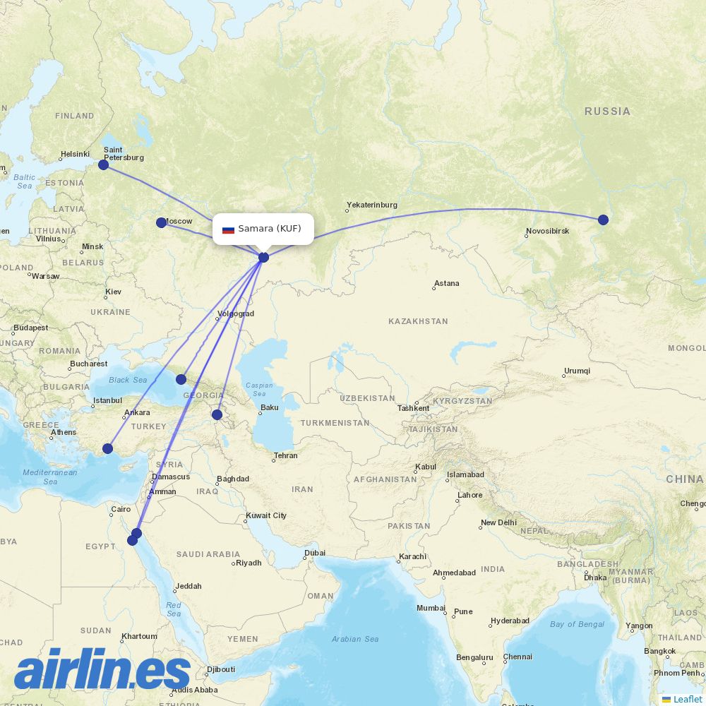 Aeroflot from Kurumoch destination map