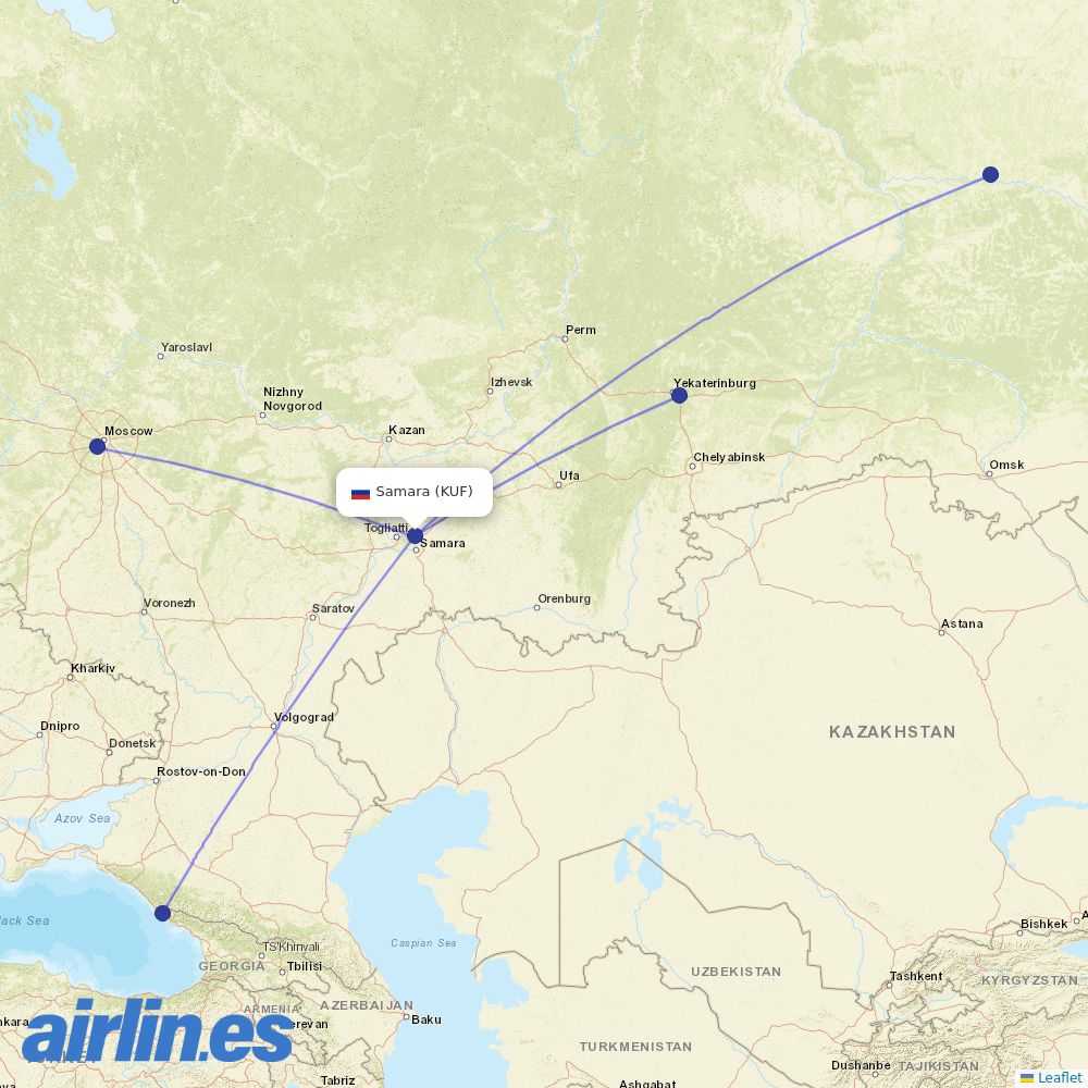 UTair at KUF route map