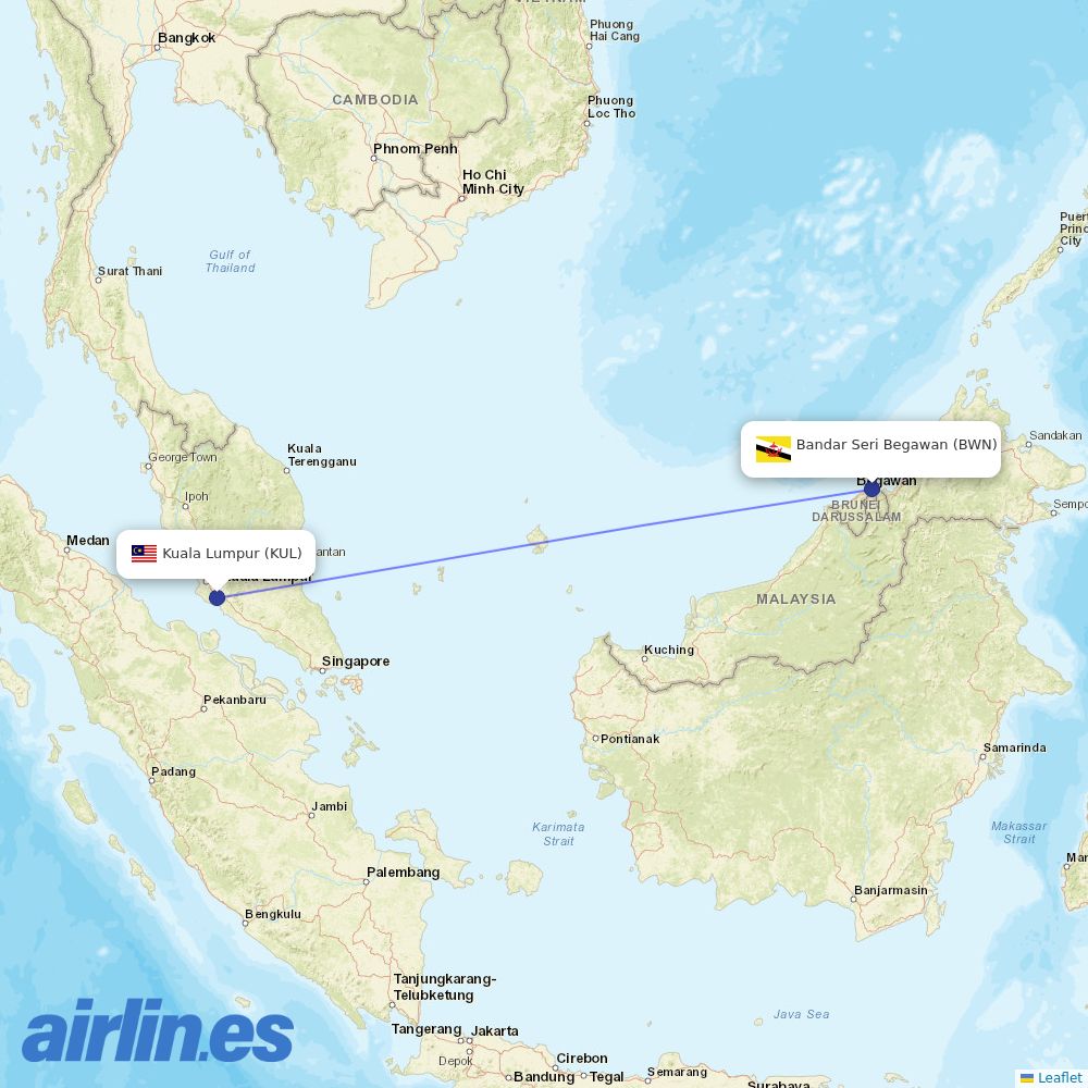 Royal Brunei Airlines at KUL route map