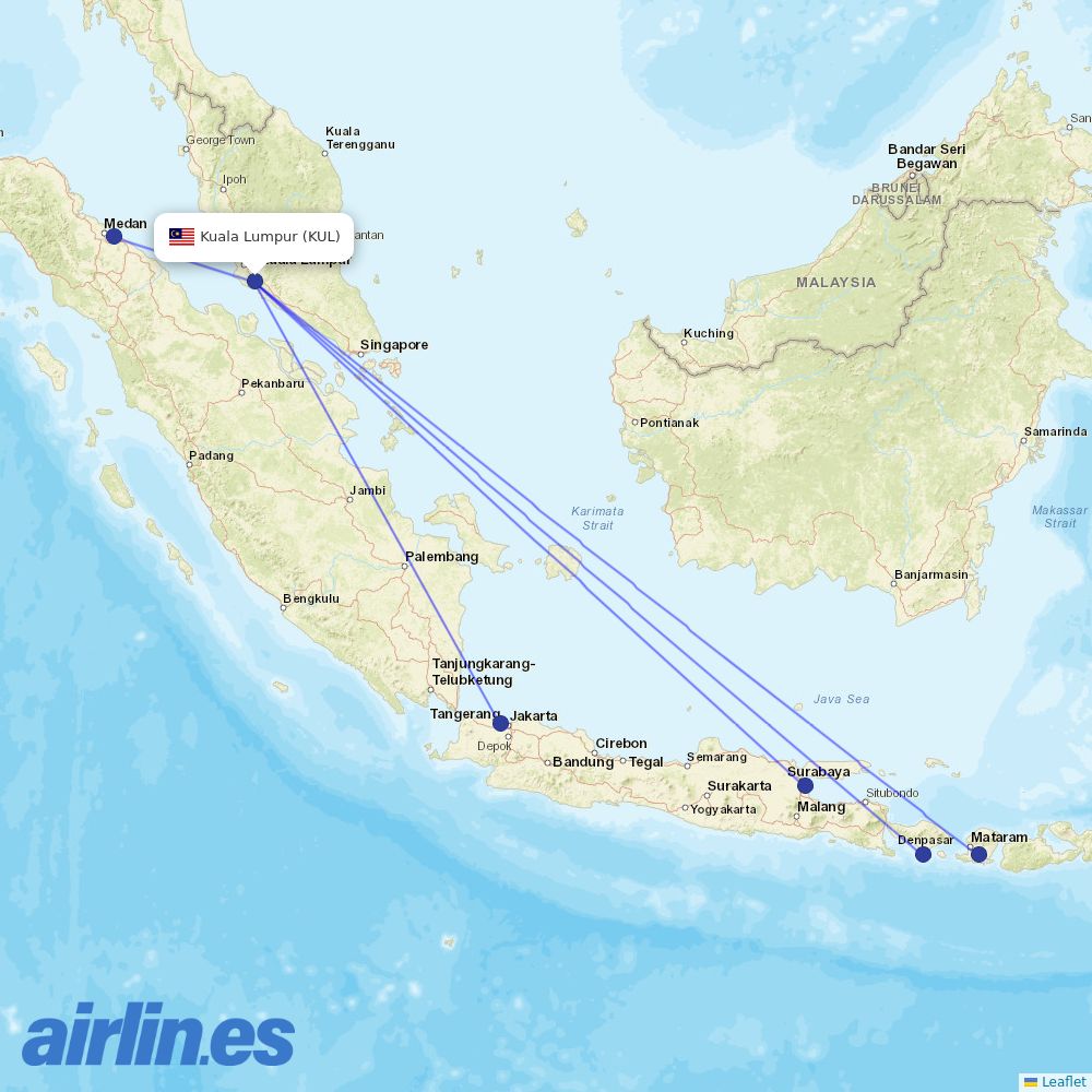 Indonesia AirAsia at KUL route map