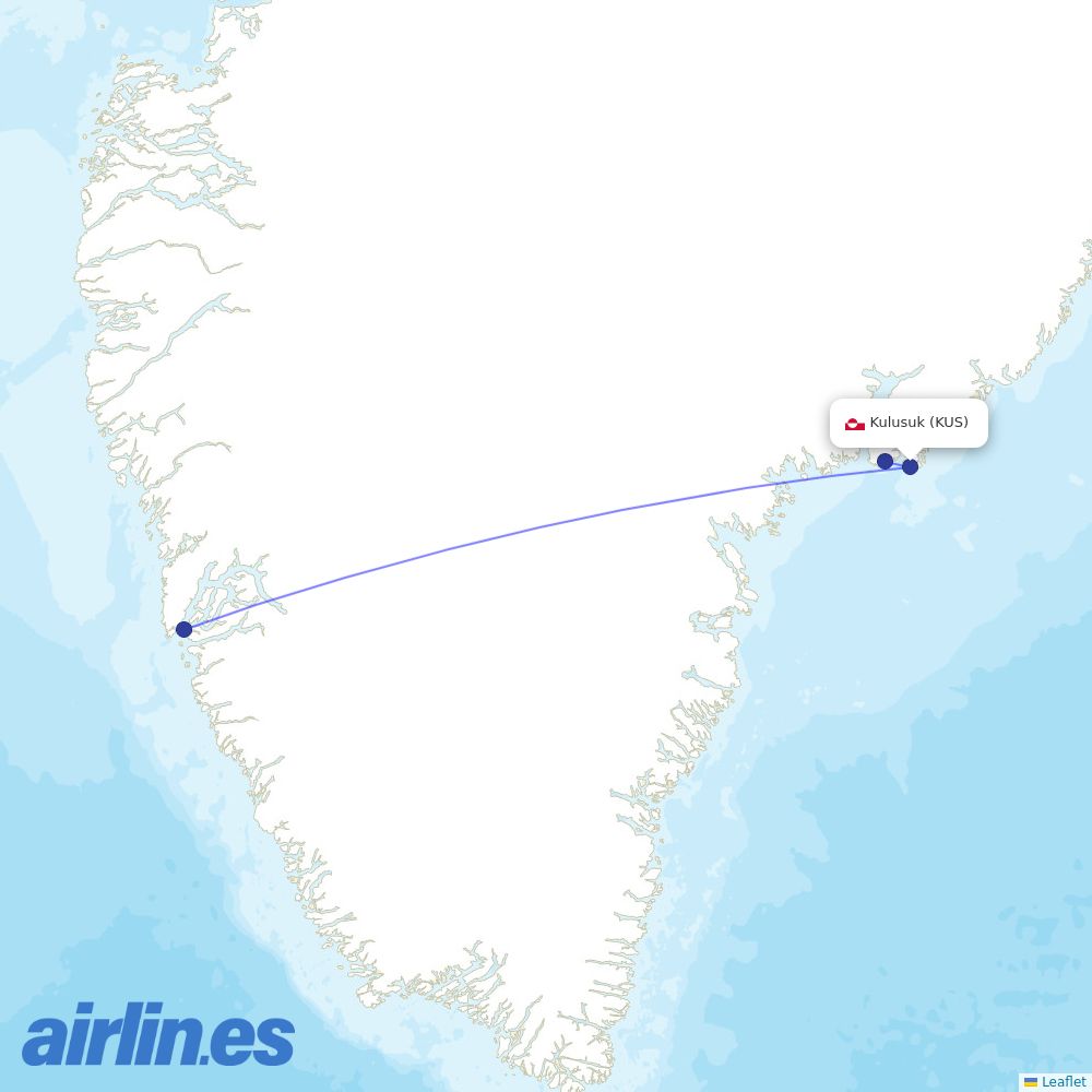 Air Greenland from Kulusuk destination map