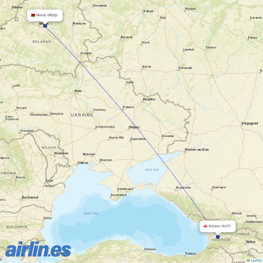 Belavia at KUT route map