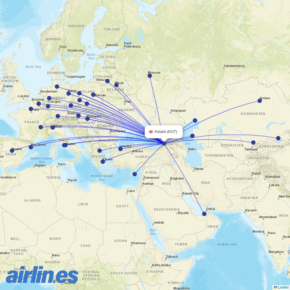 FlyArystan at KUT route map
