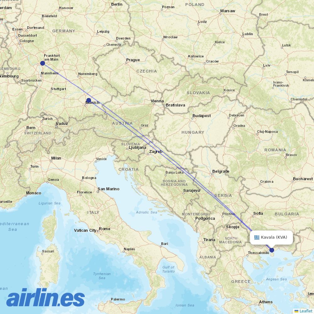 Condor from Megas Alexandros International destination map