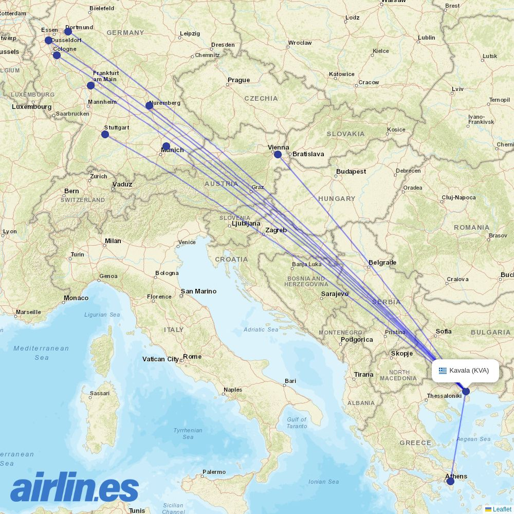 Marabu Airlines from Megas Alexandros International destination map