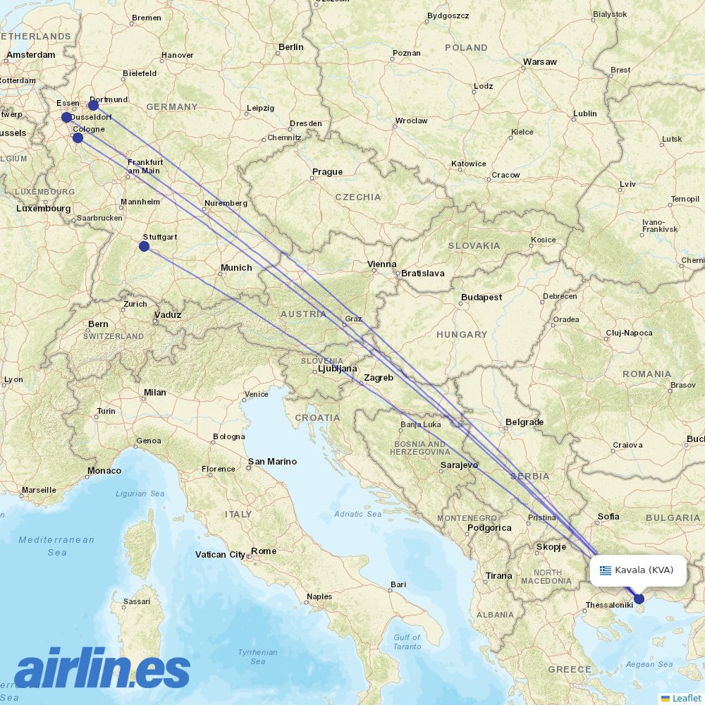 Eurowings from Megas Alexandros International destination map