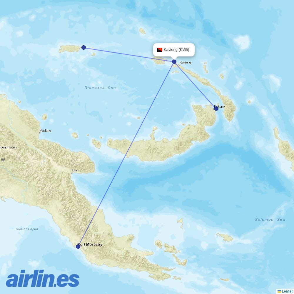 Air Niugini at KVG route map