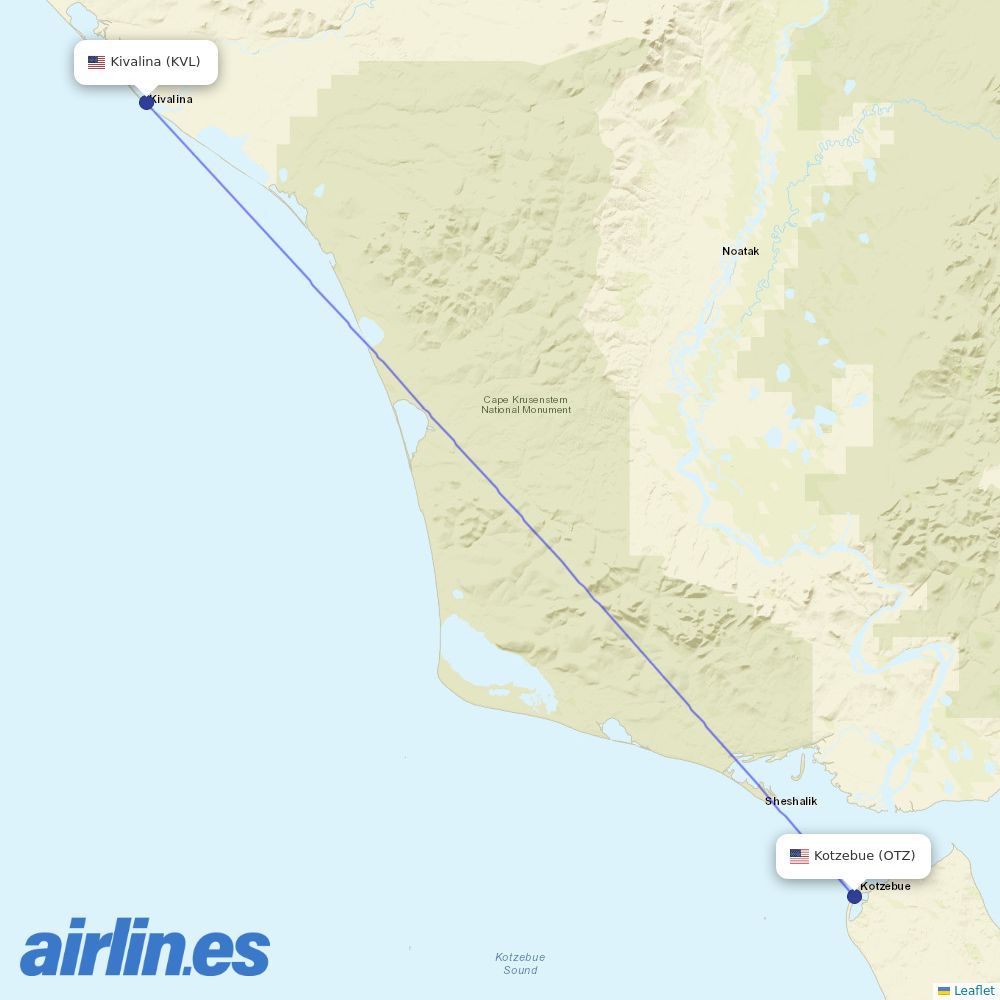 Easy Fly Express from Kivalina Airport destination map
