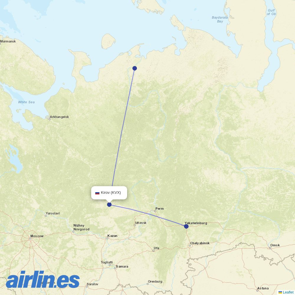 RusLine from Pobedilovo Airport destination map