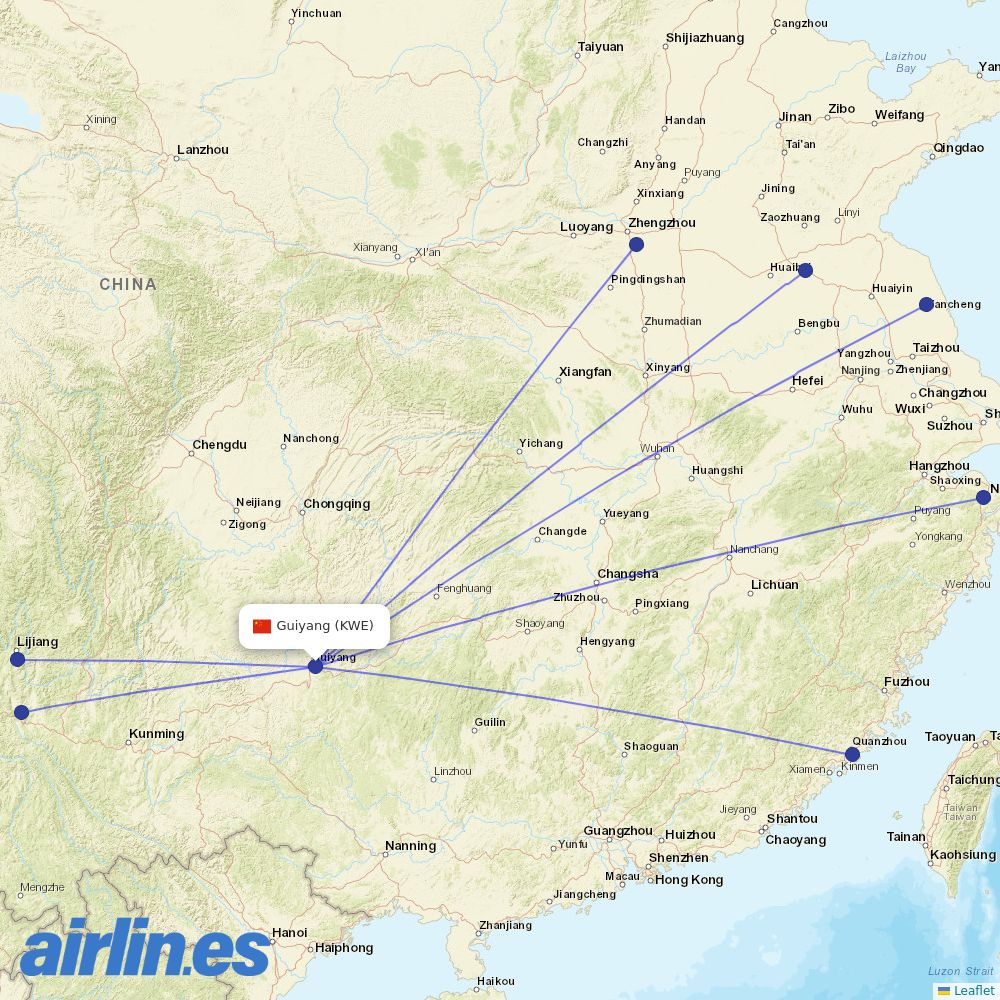 Lucky Air at KWE route map