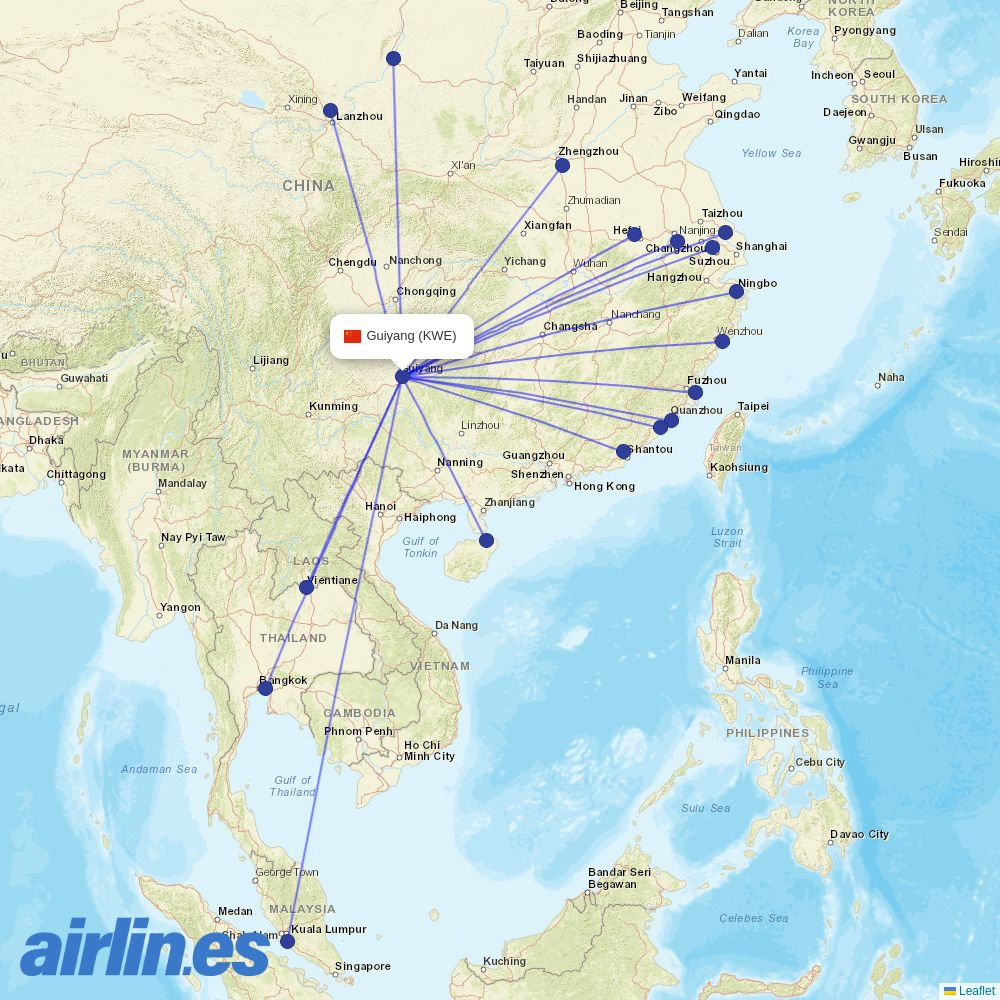 9 Air at KWE route map