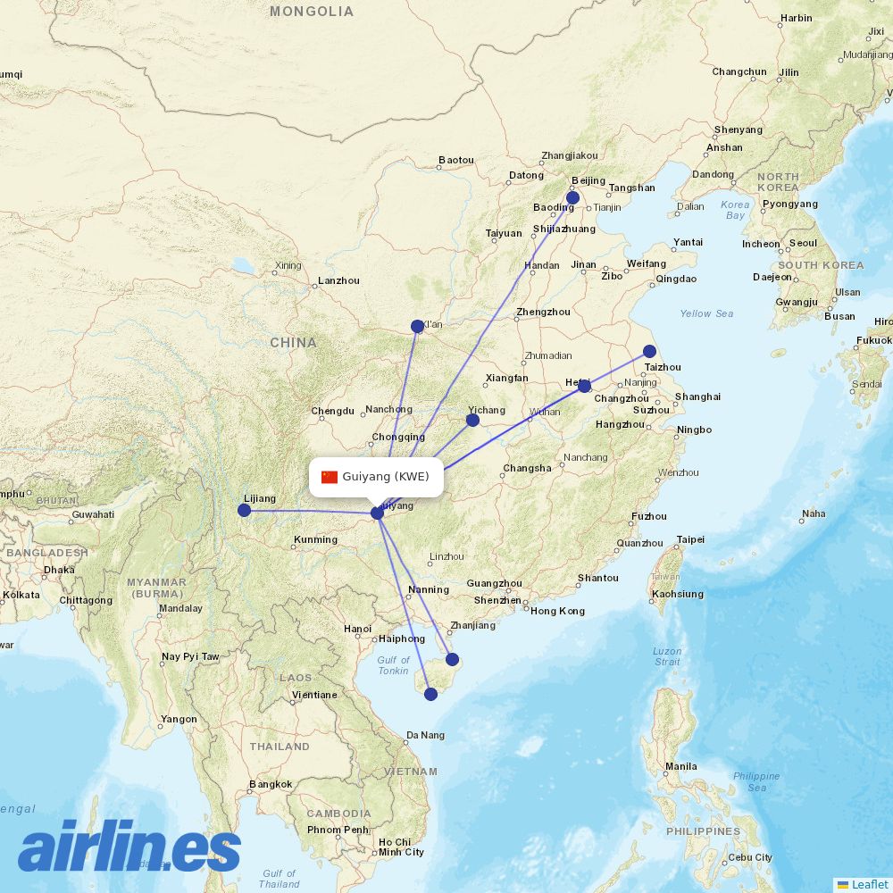 Capital Airlines at KWE route map