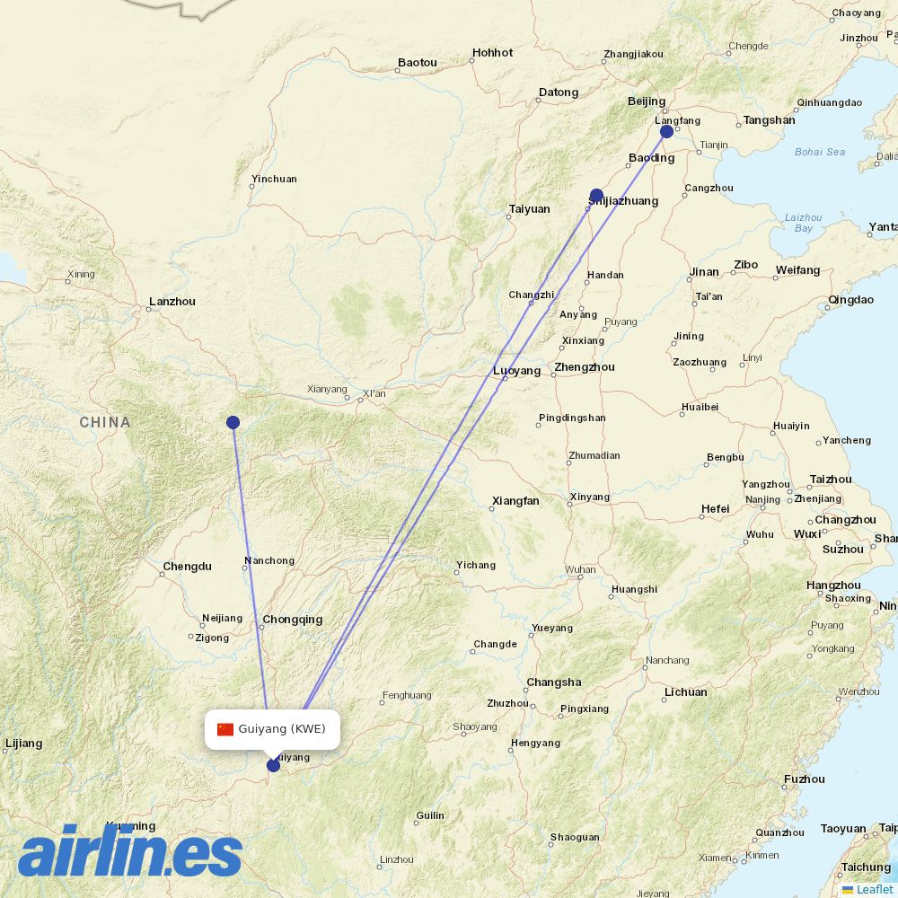 Hebei Airlines at KWE route map