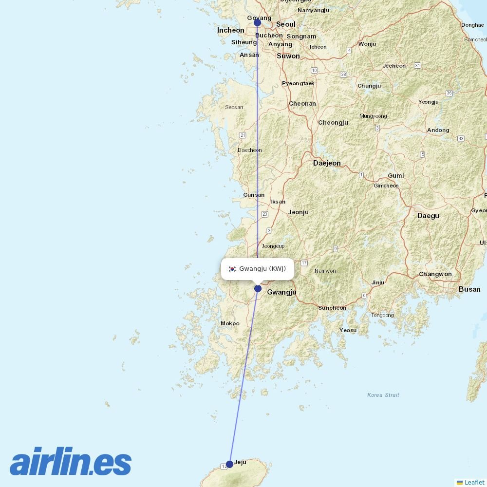 Asiana at KWJ route map