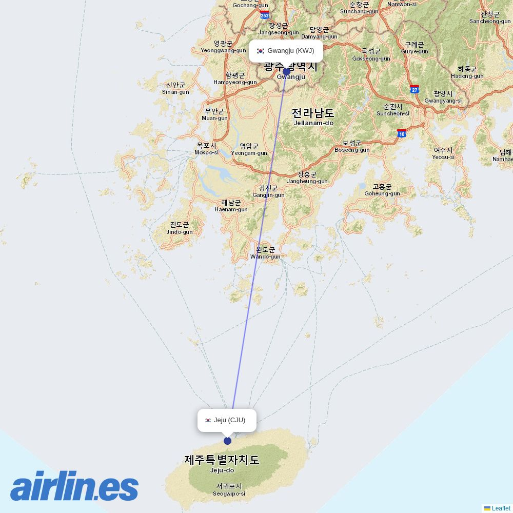 T´Way Air at KWJ route map