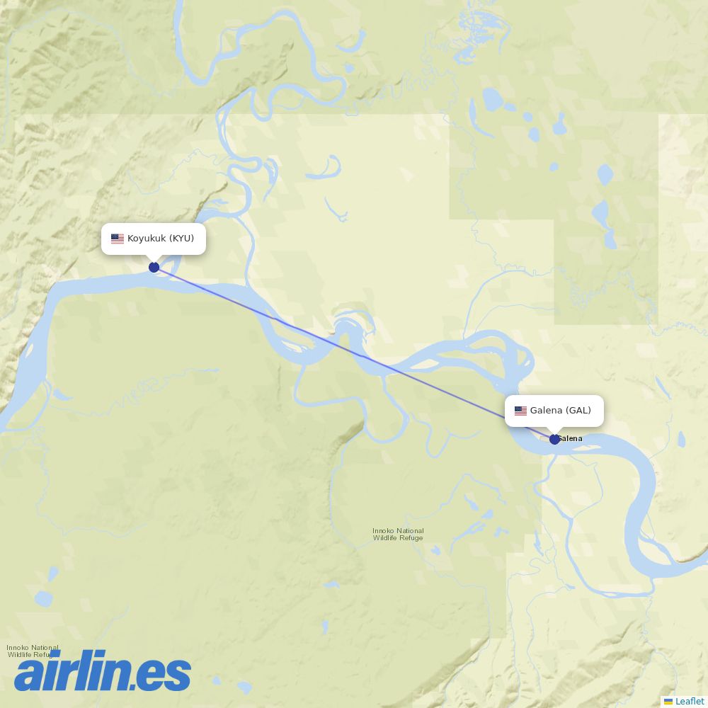 Astral Aviation from Koyukuk Airport destination map
