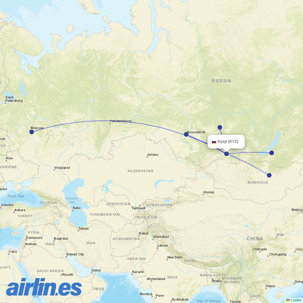 S7 Airlines from Kyzyl Airport destination map