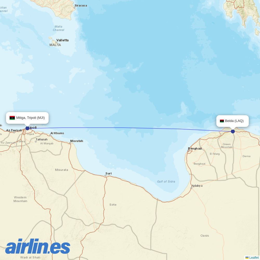 Buraq Air at LAQ route map